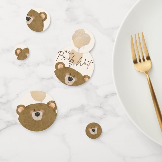 Cute Bear We Can Bearly Wait Gender Baby Shower  Confetti (Group)