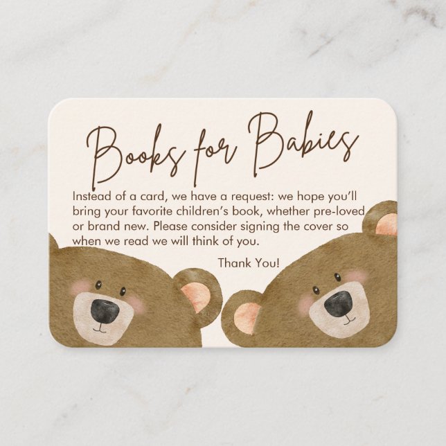 Cute Bear We Can Bearly Wait Gender Baby Shower  Enclosure Card (Front)
