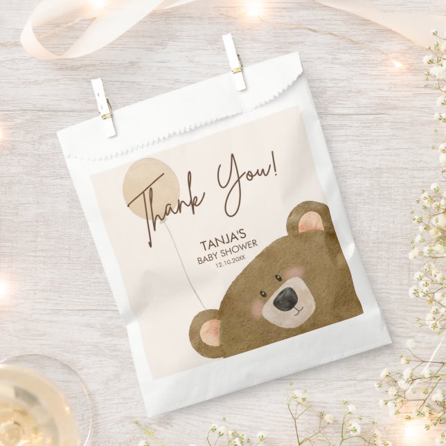 Cute Bear We Can Bearly Wait Gender Baby Shower  Favour Bag (Clipped)