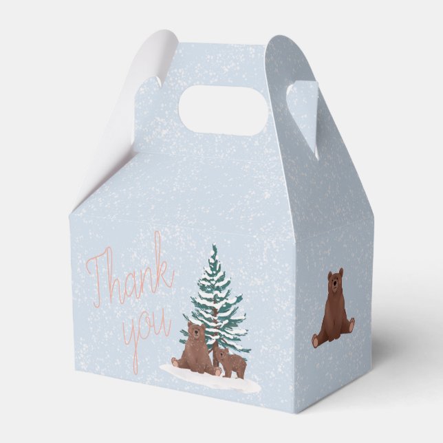 Cute Bear Winter Baby Shower Favour Favor Box (Front Side)
