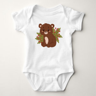 Cute bear with berries baby bodysuit