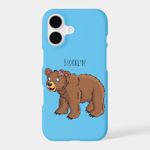 Cute bear with flower cartoon illustration 
