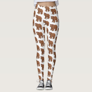 Cute bear with flower cartoon illustration  leggings