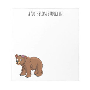 Cute bear with flower cartoon illustration notepad
