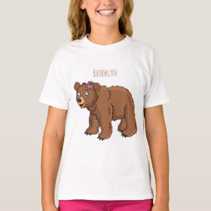 Cute bear with flower cartoon illustration T-Shirt