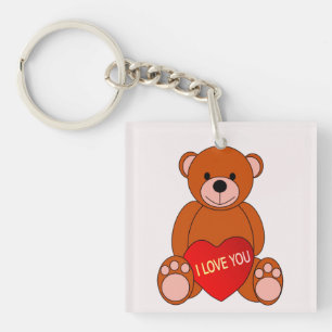 Cute Bear With Heart I Love You Valentine Keychain