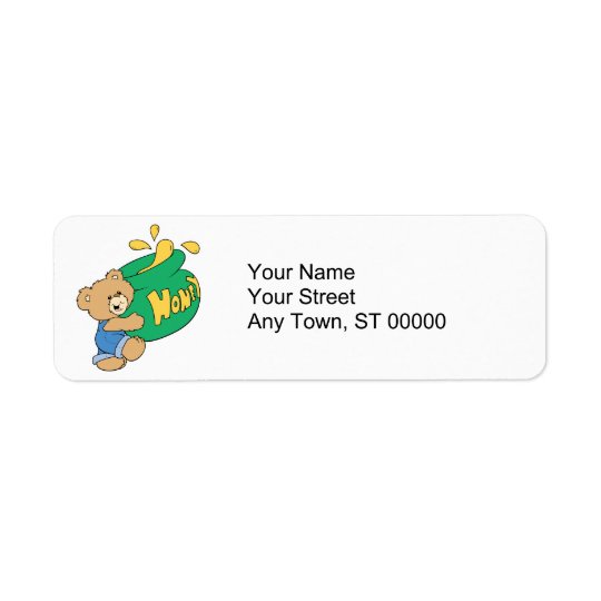 Cute Bear with Huge Honey Pot Return Address Label