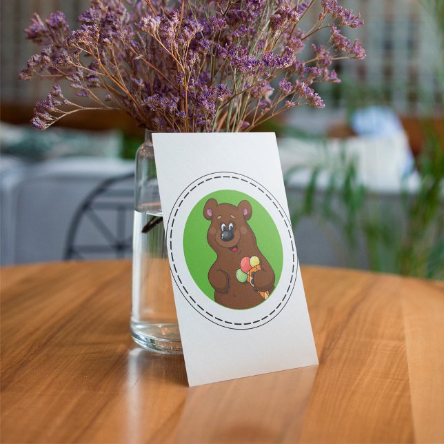 Cute Bear with Ice Cream Cone Fun Animal  Invitation (Creator Uploaded)