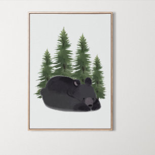 Cute Bear Woodland Animal Wall Art Room Decor