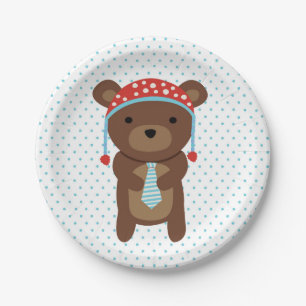 Cute bear woodland animals party plate