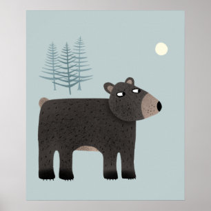 Cute Bear Woodland Poster