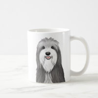 Cute Bearded Collie Cartoon Dog