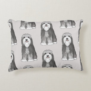 Cute Bearded Collies Pattern Accent Pillow