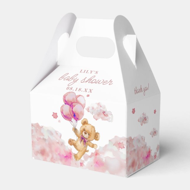 Cute Bearly Wait Pink Girl Baby Shower Favor Box (Front Side)