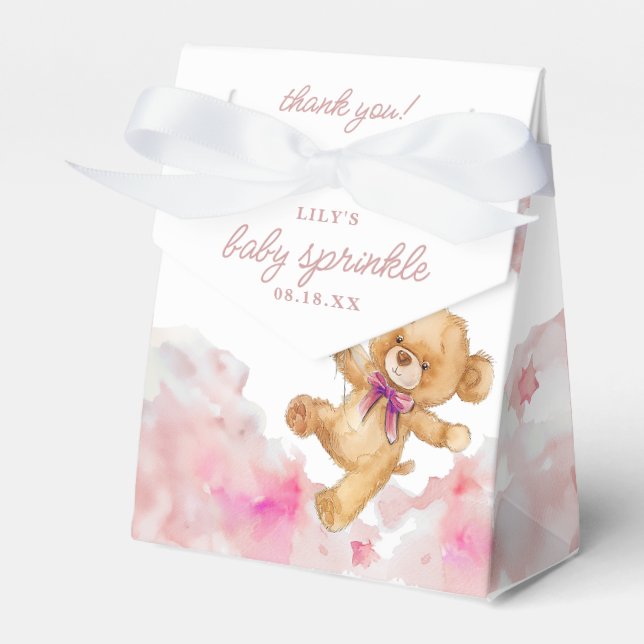 Cute Bearly Wait Pink Girl Baby Shower Sprinkle Favor Box (Front Side)