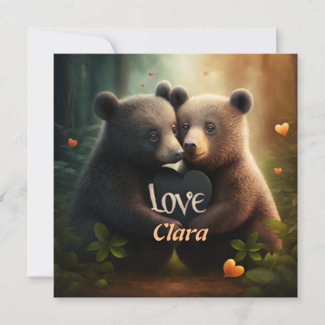 Cute bears hugging in love  (Front)