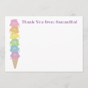 Cute Bears Ice Cream Flat Panel Thank You Cards