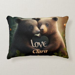Cute bears in love hugging accent pillow