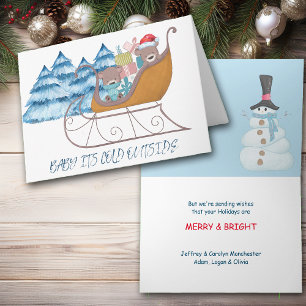 Cute Bears in Sleigh Christmas Card