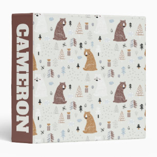 Cute Bears in the Woods Pattern Binder
