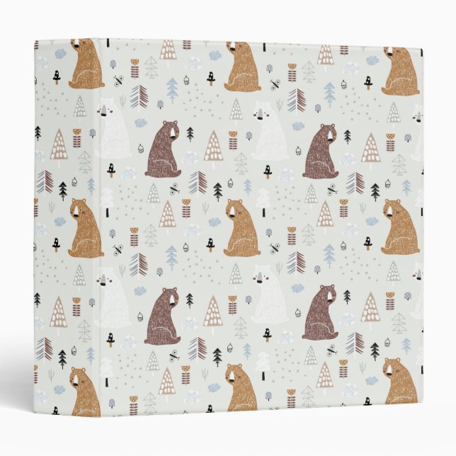 Cute Bears in the Woods Pattern Binder (Front/Spine)