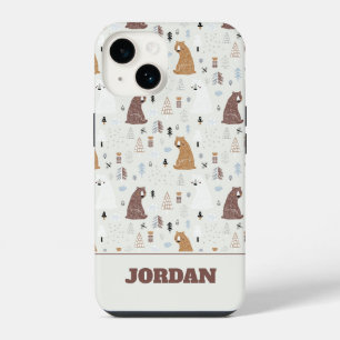Cute Bears in the Woods Pattern iPhone 14 Case