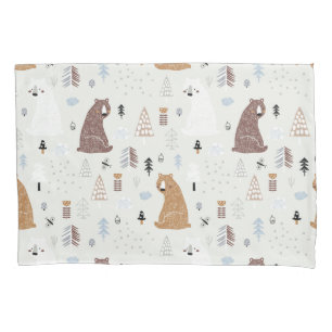 Cute Bears in the Woods Pattern Pillowcase