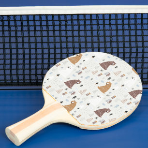 Cute Bears in the Woods Pattern Ping Pong Paddle