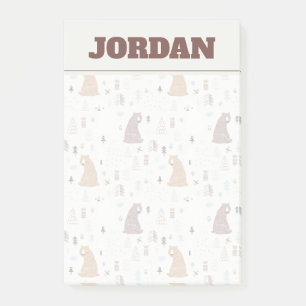 Cute Bears in the Woods Pattern Post-it Notes