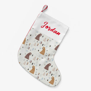 Cute Bears in the Woods Pattern Small Christmas Stocking