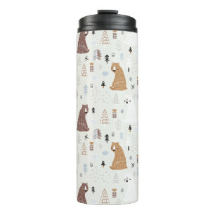 Cute Bears in the Woods Pattern Thermal Tumbler