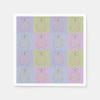 Cute Bears on Colourful Backgrounds with Cream Dot Napkin