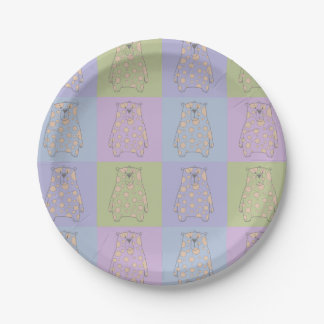 Cute Bears on Colourful Backgrounds with Cream Dot Paper Plate