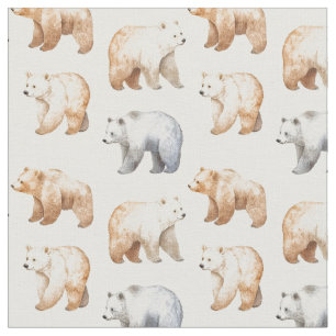 Cute Bears on White Fabric