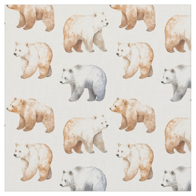 Cute Bears on White Fabric (Close Up)