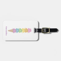 Cute Bears Rainbow Ice Cream Cone Luggage Tag