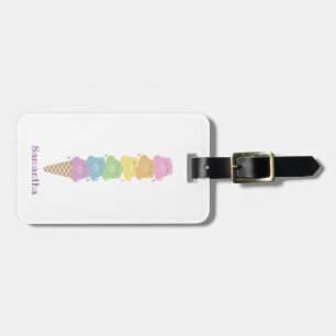 Cute Bears Rainbow Ice Cream Cone Luggage Tag