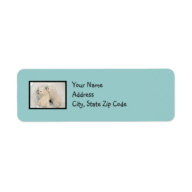 Cute Bears Robin's Egg Blue Address Labels (Front)