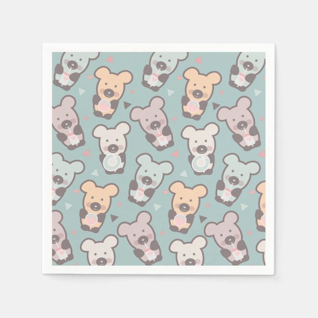 Cute Bears Sweets Snacks Confetti    Napkin (Front)