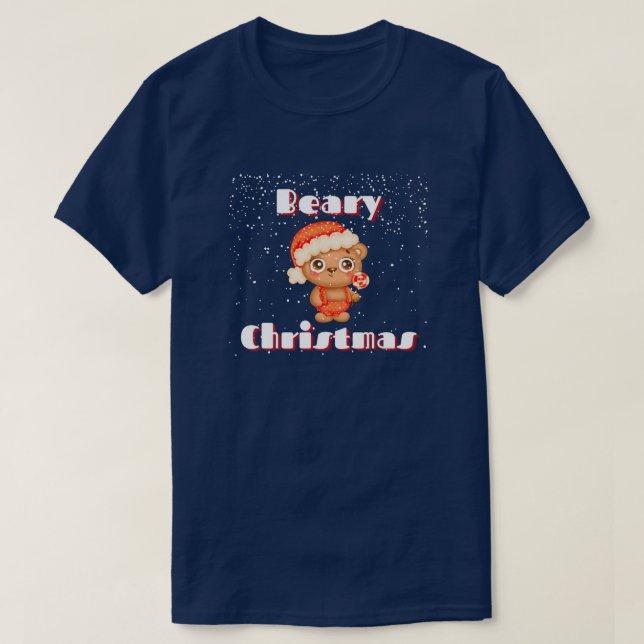 Cute Beary Christmas T-Shirt (Design Front)