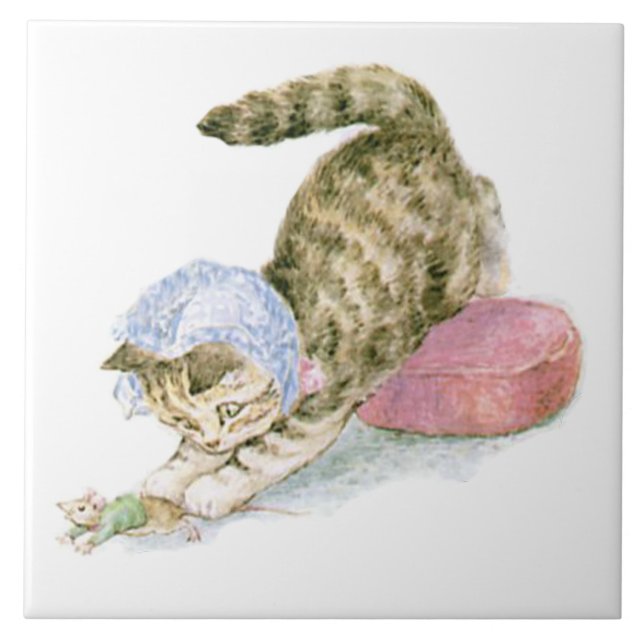 Cute Beatrix Potter Miss Moppet Mouse Tile (Front)