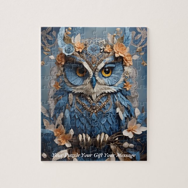 Cute Beautiful Boho Owl Jigsaw Puzzle (Vertical)