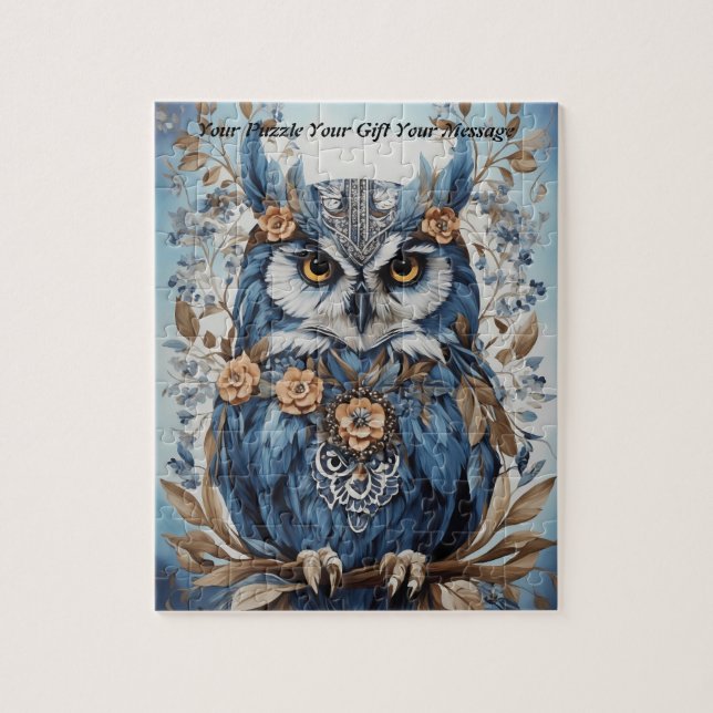 Cute Beautiful Boho Owl Jigsaw Puzzle (Vertical)
