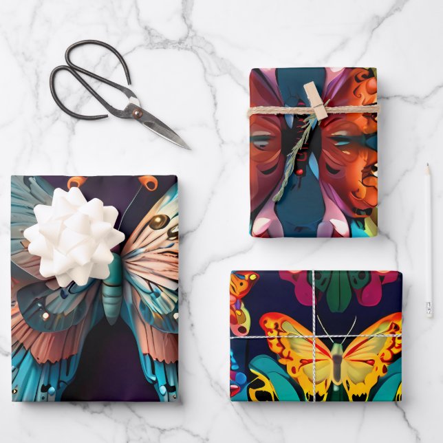 Cute Beautiful Butterflies   Wrapping Paper Sheet (Front)