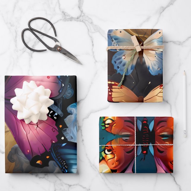 Cute Beautiful Butterflies  Wrapping Paper Sheet (Front)