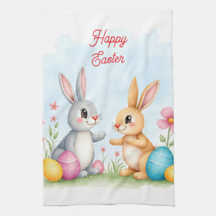 Cute Beautiful Easter Bunnies Modern Collection Kitchen Towel