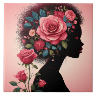 Cute Beautiful lady crafting home business ceramic Tile