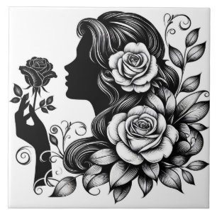 Cute Beautiful lady crafting home business  Tile