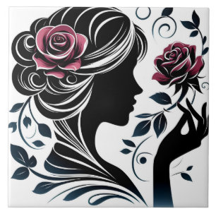 Cute Beautiful lady crafting home business Tile