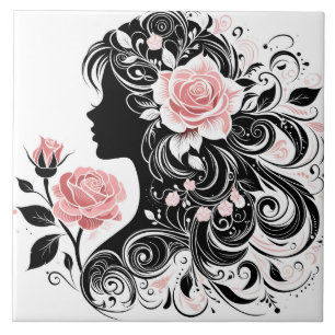 Cute Beautiful lady crafting home business Tile